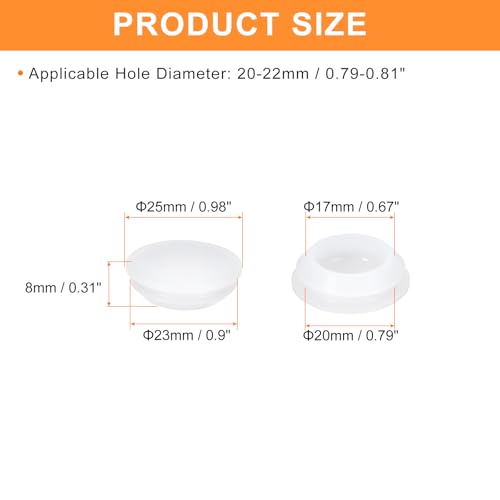 Image of uxcell 6 Pcs Silicone Plugs, Rubber Round Snap in Locking Hole Plugs for 20-22mm Hole, Hole Stoppers Waterproof Hole Plug for Metal Tube, Furniture End Caps Inserts, Clear