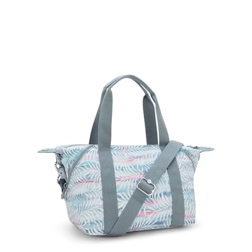 Image of Kipling womens Art Solid Mini Handbag, Cotton Indigo, Palmtree Leaves, 15.25''L x 8.25''H x 7.25''D, Kipling Women's Art Mini Prt Tote Bag