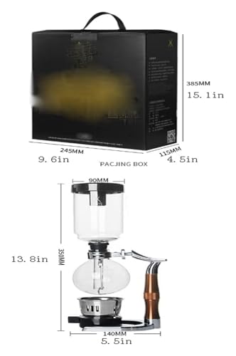 Siphon Kaffeemaschine, Syphon Kaffeemaschine, Vakuum-Siphon-Topf-Perkolatoren aus Glas im japanischen Stil, 3 Tassen, Tisch-Siphon-Kaffeemaschine aus Glas for Kaffee oder Tee