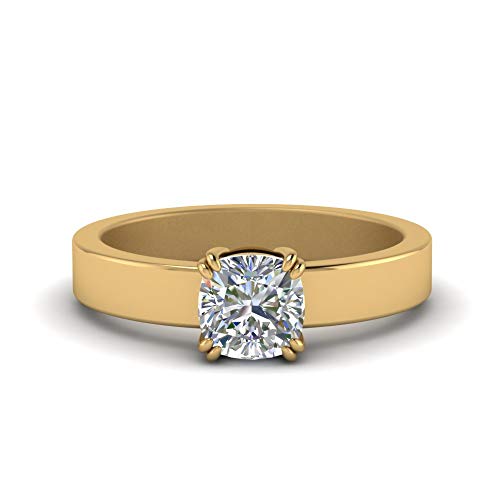 Bague de fiançailles solitaire en or jaune plaqué pour femme, forme coussin ajustable, taille 47 à 70