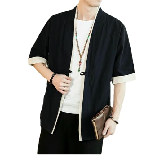 Veste kimono d'été homme légère et respirante en coton lin fluide