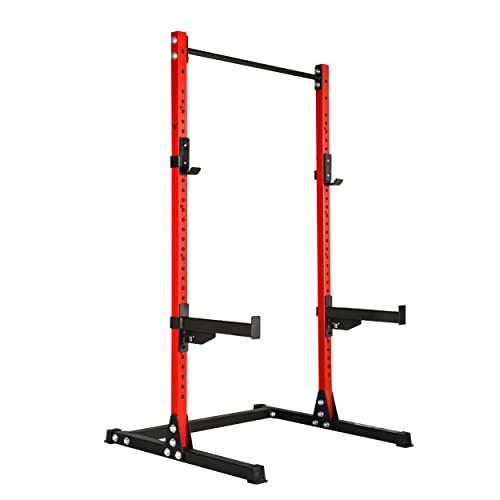 Image of BullrocK Raptor Squat Stand 486 Multipurpose Rack with Pull-Up Bar for Home & Commercial Gym Bench Press & Squatting Powerlifting Steel Squats Rack (Spotter Arms + Regal Red)