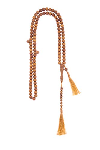 Nusantara Shop Sandalwood Tasbih 99 8mm - Islamic Prayer Beads, Tasbeeh, Muslim Rosary, Masbaha, Misbaha, Tesbih, Tespih, Dhikr, Zikr, Sibha, Muslim Mala, Worry Beads, Prayer Counter
