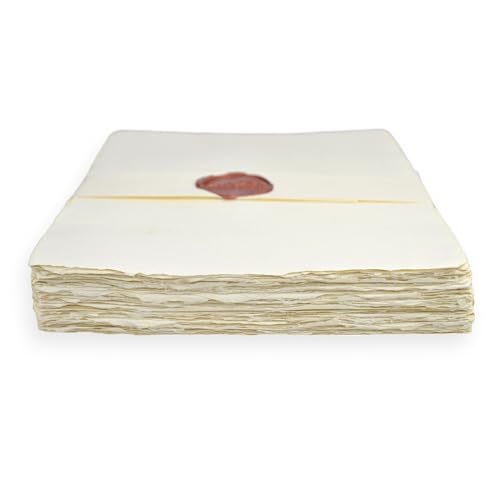 Kathmandu Valley Co. 8.5x11 inch 100% Cotton 90 GSM, Off-White Vintage Deckle-Edge Handmade Printer...