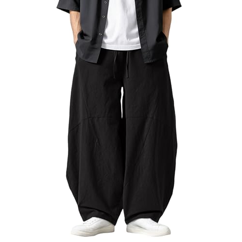 Pantalones holgados de lino que eliminan el calor vistiendo ropa de calle