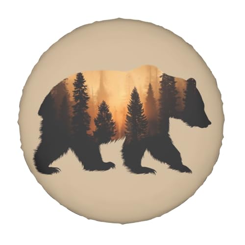Image of Brown Bear Spare Tire Cover for Rv Trailer Camper- Waterproof Wheel Protectors Cute Wheel Cover Universal Fit for Truck SUV Travel Camping Outdoor-15 inch