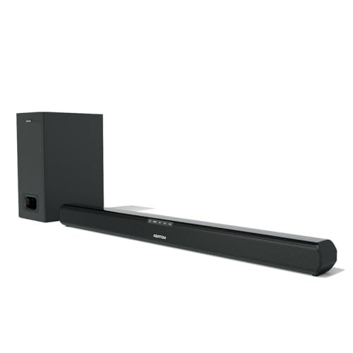 AZATOM Studio Premier 2.1 Soundbar and Subwoofer, 120W, 3D Surround Sound, Stream Wireless Bluetooth, Remote Control, Wall Mountable, HDMI ARC, Optical compatible (32inch) (Renewed)