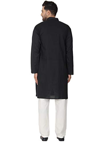 Image of Men's Pure Cotton Solid Kurta Pajama Set Mandarin Collar Casual Yoga Dress