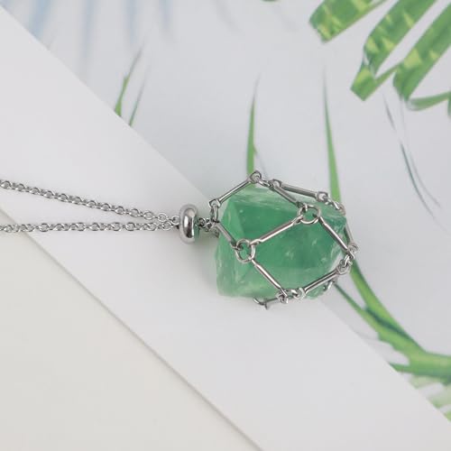 Anjiucc Handmade Crystal Holder Necklace - Stainless Steel Cage for Stone, Crystal Pendant Necklace,Quartz Gemstone Jewelry for Women Men.3