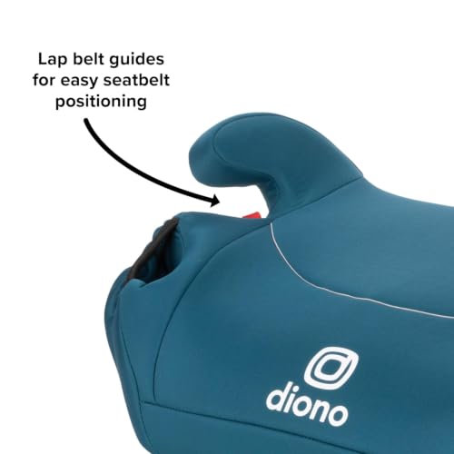 Image of Diono Solana, No Latch, Single Backless Booster Car Seat, Lightweight, Machine Washable Covers, Cup Holders, Blue Razz Ice