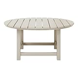 westintrends malibu low outdoor hdpe round patio coffee table sand