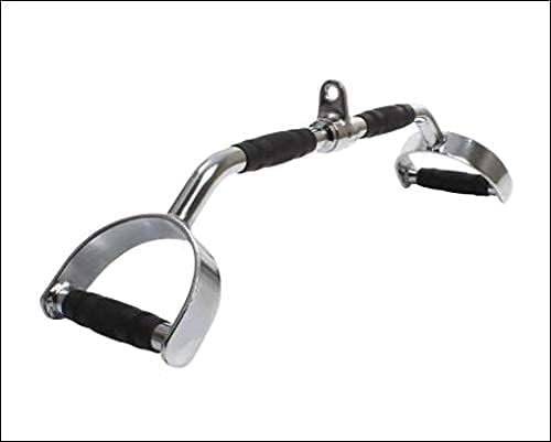 Gym Cable Machine Attachments : Pro-Grip LAT Bar with Rubber Hand-Grips | Solid Pro Grip Gym Big D Handles LAT Bar, Chrome