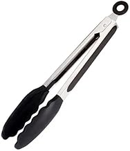 Royal Cuisine Kitchen Tongs Silicone Tongs Heat Resistant Handle with Easy Grip Non-Slip Smart Locking Stainless Steel Cooking Tongs for Cooking, Serving, Barbecue, Buffet, Salad and Ice (Grey)