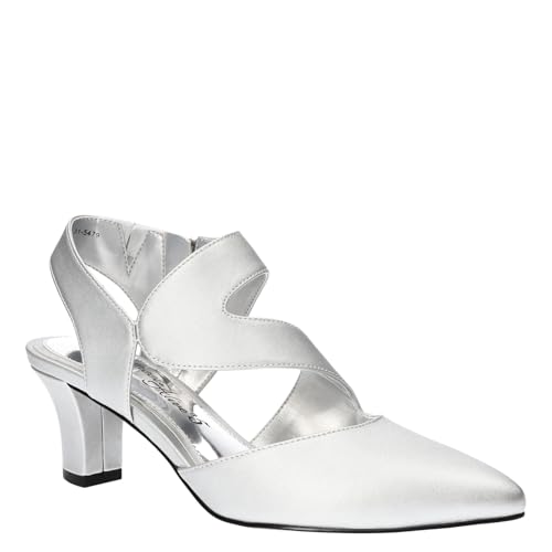 Easy Street Women's Venue Dress Shoe Pump, Silver Satin/Gore, 5