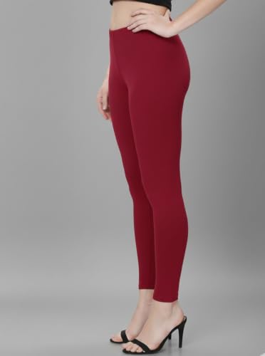Image of ZAYANQA Combo of 2 Slim Fit Women /Girls Solid Stretchable Cotton Ankle Length Leggings with Ultrasoft Wide Elastic Waistband |Comfortable |Fashionwear|