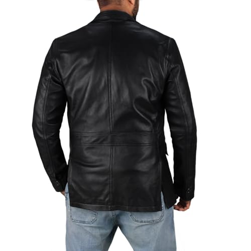 Laverapelle Men's Genuine Lambskin Leather Coat (Black, Blazer Jacket) - 24020042