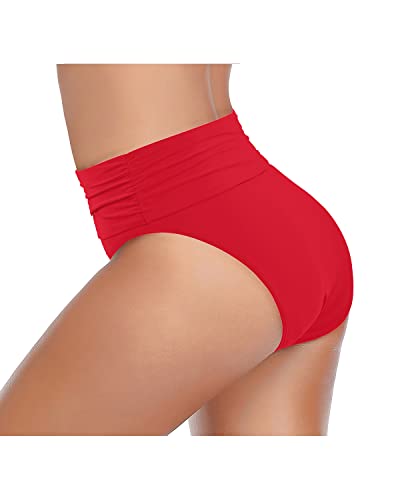 Image of Tempt Me Women's High Waisted Bikini Bottom Tummy Control Ruched Bathing Suit Swim Bottom