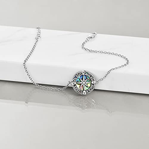 ONEFINITY Lighthouse/Compass Bracelet For Women Sterling Silver Lighthouse/Compass Pendant Bracelet Abalone Shell Birthday Jewelry Gift For Lover3