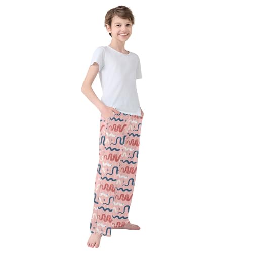 Boys' Pants Watercolor Snake Flower Long Bottoms Jogger Pants Elastic Waist Trousers with Pockets S-XL4