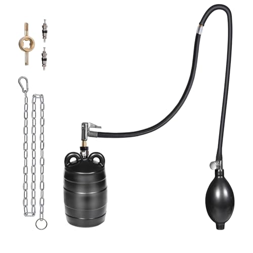 Image of 3 Inch Inflatable Pipe Plug Balloon Kit with Extension Hose,Safety Chain & Pump, Rubber Sewer Test Ball for Drain Blocking, Plumbing Pressure Testing /Leak Detection(Fits 2.8 inch-3.2 inch Pipes)