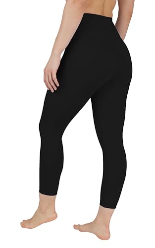 Image of 90 Degree By Reflex Womens High Waisted Workout Capri Leggings Squat Proof Workout Yoga Capris, Black, Large