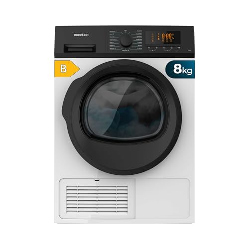 Cecotec Secadora de la Ropa de Condensación 8 kg Bolero DressCode Dry 8200C B. 15 Programas, Secado automático, KidLock, Planchado Fácil, Delay Start, Antiarrugas, Giro Bidireccional, Luz interior