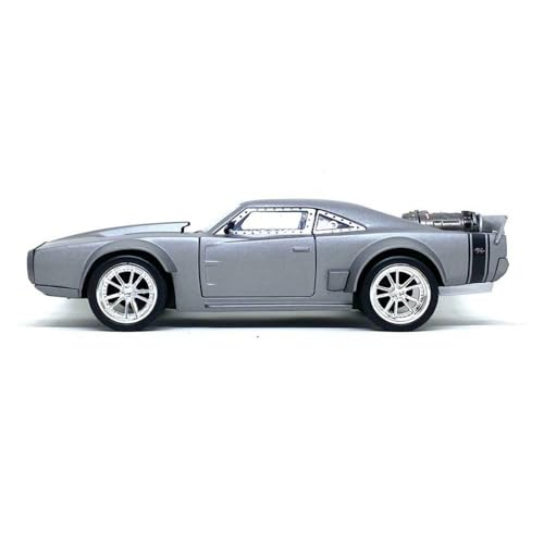 Auto a escala 1:24 Dom's Ice Charger metal plateado miniatura 3