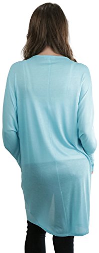Image of ToBeInStyle Womens Open Front Long Sleeve Lightweight Asymmetrical Draped Cardigan with Side Pockets