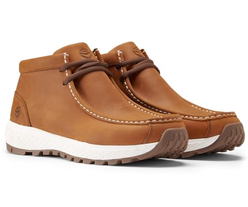 Image of SUREWAY Men's Chukka Boots,Lightweight Durability Leather Moc Toe Work Boots，Fashion Hiking,Driving Shoes,Chelsea Boots for All-Weather Comfort (Office,Casual,Dress)