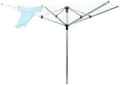 BRILANZ Large Rotary & Retractable 4 Arms Outdoor Washing Line/Airer, Aluminum, Silver, 173 x 173 x 187 cm