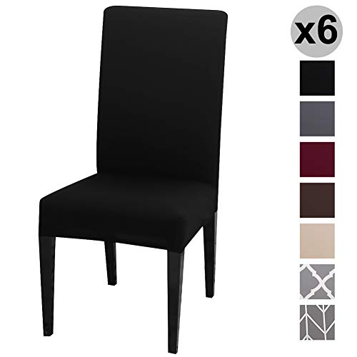 INMOZATA - Fundas para sillas de Comedor, Negro, 6 Unidades