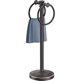 Hoimpro Toallero de pie de acero inoxidable de bronce aceitado de 17 pulgadas, tocador de baño y