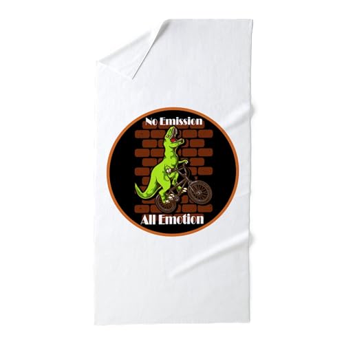 CafePress Biking No Emission All Emotion 30"x60" Absorbent Cotton Back, Soft Beach, Pool Towel