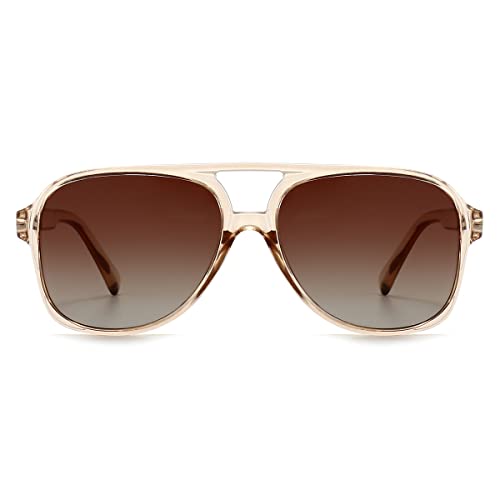 Image of Polarized Classic Vintage Aviator Sunglasses for Men Women Large Frame Retro 70s Sunglasses