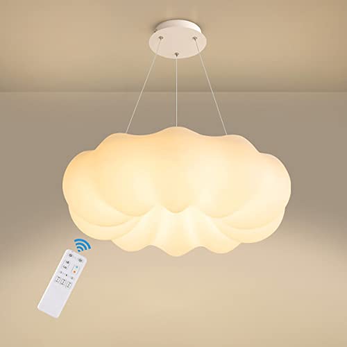 Lámpara colgante LED Mesa de Comedor Nubes Lámpara Colgante Regulable con Control Remoto Luces Colgantes Diseño de Minimalista Moderno Araña Altura Ajustable, Lámpara de Cocina Sala de Estar, Blanco Cover