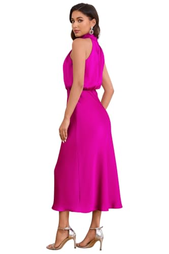 Image of Women's Satin Maxi Dress Summer Formal Wedding Guest Cocktail Dress