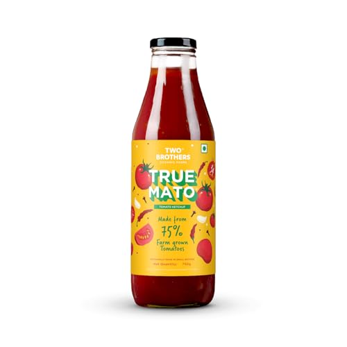 Image of Two Brothers Organic Farms Truemato Ketchup - Spicy Tomato Ketchup 750g | Naturally Made with 75% Fresh Tomatoes | No Refined Sugar | Upgraded