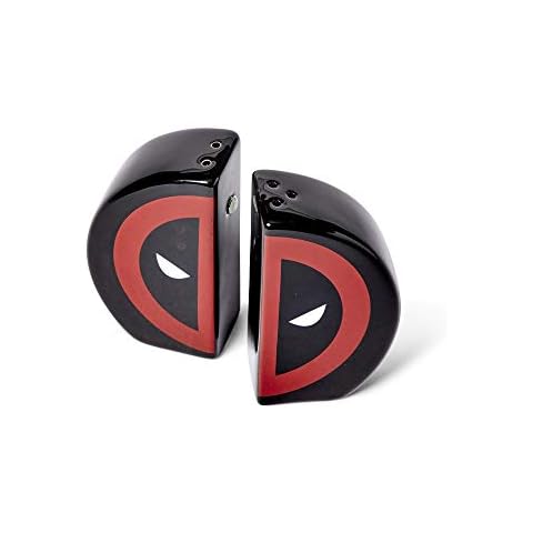 Marvel Deadpool Salt and Pepper Shaker Set - Novelty Red & Black Ceramic Shakers - Cute Kitchen & Table Accessories - Funny Seasoning Holder - Home Cooking Items - Superhero Movie & Comic Stuff Gifts Cover
