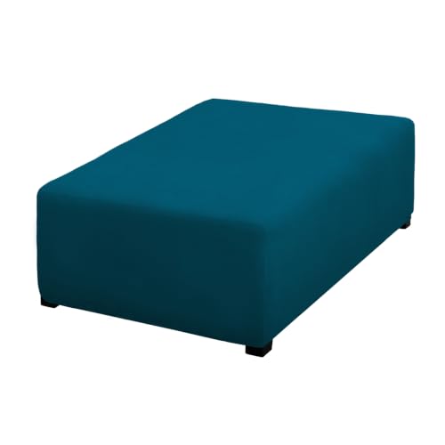 Image of PureFit Super Stretch Form Fit Ottoman Cover Rectangle - Ottoman Slipcovers for Foot Stool Cover & Folding Storage Slipcover for Living Room with Nonslip Elastic Bottom (Medium-L, Peacock Blue)