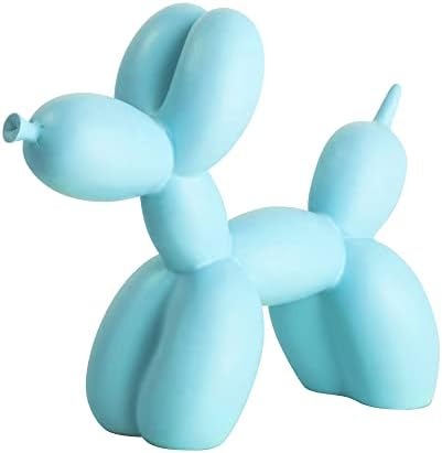 Resin Balloon Dog Sculpture,Mini 4inch Creative Cute Animal Crafts Figurine Balloon Dog Shaped Statue Art Sculpture Modern Desktop Ornament Decoration for Home Bedroom Living Room Decor (Light Blue)