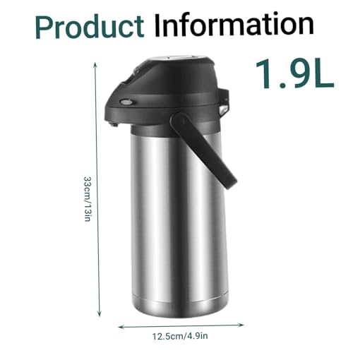 Distributeur d'eau chaude gourde isotherme inox 1,9L sans fuite