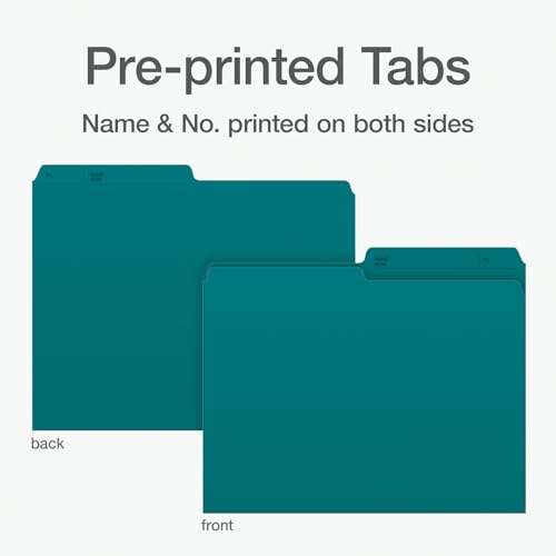 Pendaflex File Folders, 1/2 Cut Tab, Letter Size, Teal, Durable Paper Stock, 100/Box, Ideal for Office/Home/School Organization, Made in Canada, Reversible File Organizers image 6