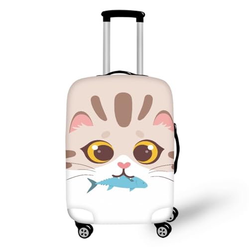 LNXSESN Funda Maleta Cabina Pez Gato Azul Funda para Maletas Elástico Fundas Maletas de Viaje Lavable Protector de Equipaje con Cremallera Fundas para Maletas de ViajePara 19-21 Pulgadas