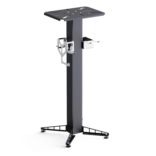 BUYYAH Floor-Mount Vise and Grinder Stand 34 Tall Heavy-Duty Carbon Steel Black Stable Floor-Mounted Workstation for Notching Machines Grinders Vises Shears and Shrinkers