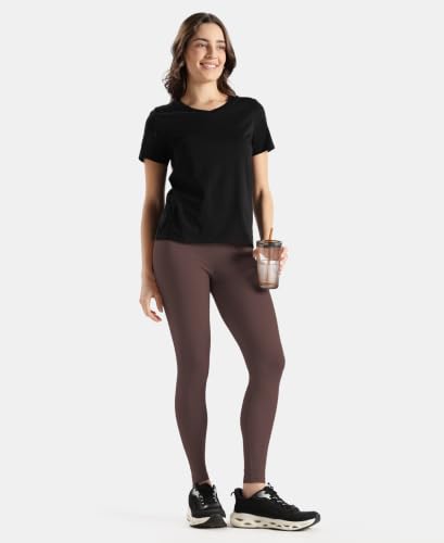 Image of Jockey AW87 Women Super Combed Cotton Elastane Stretch Leggings with Ultrasoft Waistband