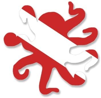 BRK Studio Octopus Shaped Scuba Dive Flag (diving diver decal) Bumper Sticker Vinyl Decal BRK-VA-STICKERS-0145 BRK-VA-STICKERS-0145