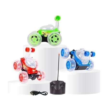 Image of Toyboi Rechargeable Remote Control Stunt Car for Kids | 360 Rotating & Rolling RC Car| Off-Road Rock Climbing Vehicle Toy | 5 Function Rechargeable Car (Random Colours) Stunt car