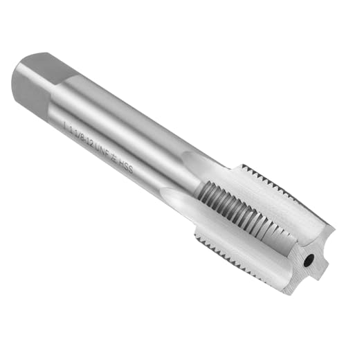 Image of uxcell Hand Taper Tap 1-1 /8 inch-12 UNF 2B Left Hand Thread Taper Style Taps Straight Flute Screw Tapping Threading Tool High Speed Steel HSS6542