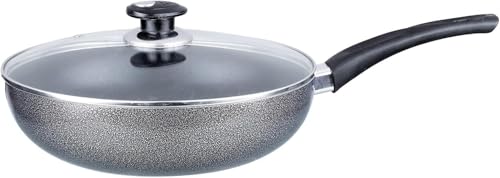Wok de aluminio antiadherente con tapa, 10 pulg, gris miniatura 1