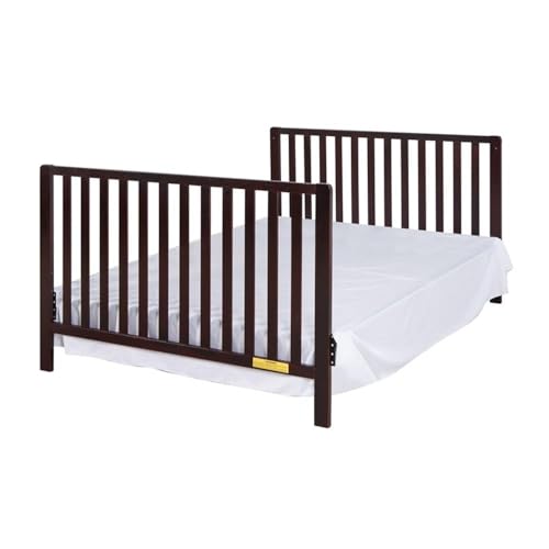 Image of Pemberly Row 4-in-1 Convertible Crib with Drawer, New Zealand Pine Wood, Espresso Finish, 3-Position Adjustable Mattress Support, Modern Nursery Furniture, Converts to Toddler Bed, Daybed, Full-Size